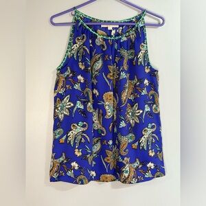 LOFT Blue Paisley Sleeveless Top Like New